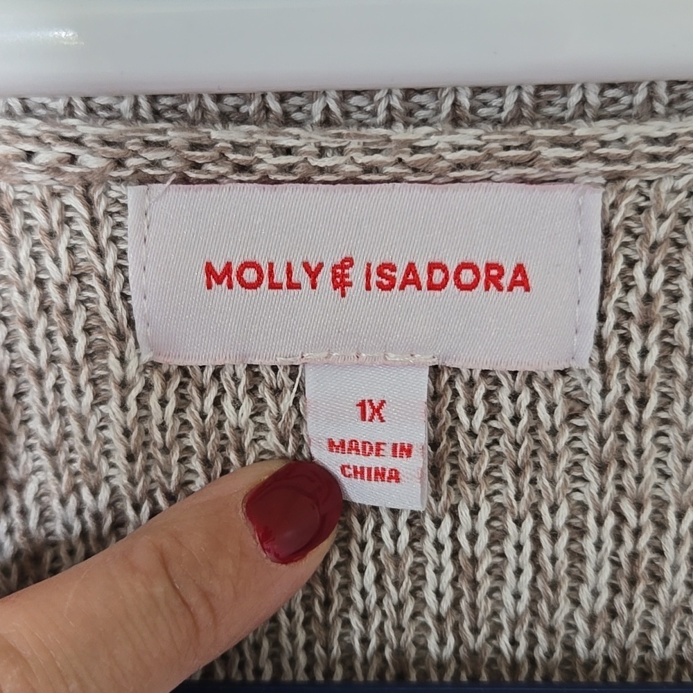 Molly & Isadora | Blush And Tan Long Cardigan Size 1X - Picture 7 of 8